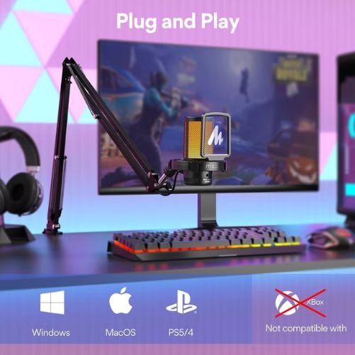 MAONO DGM20S GamerWave USB Condenser Gaming Microphone with RGB Lighting
