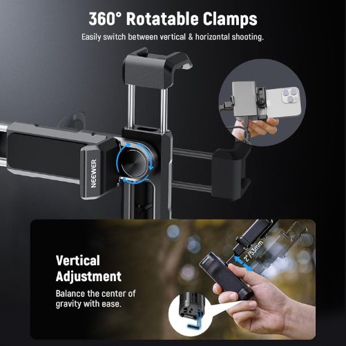 NEEWER Bluetooth Wireless Handle with Phone Clamp and SSD Clamp