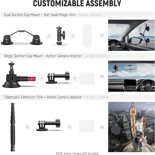 Neewer 3-in-1 Suction Cup Car Mount Kit with Extension