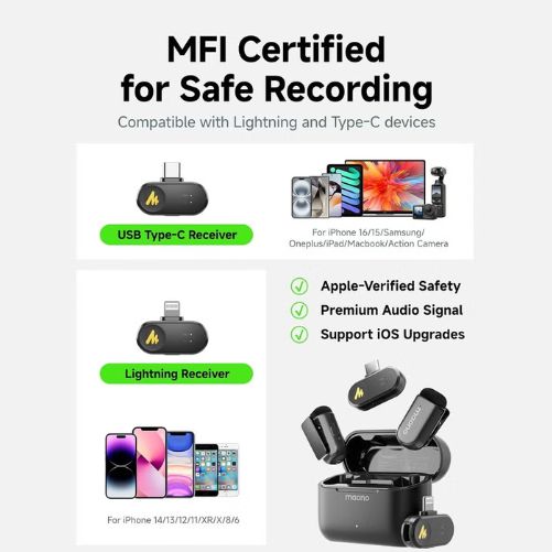 MAONO WM622-PBC2 Wave T1 Mini Wireless Lavalier Microphone
