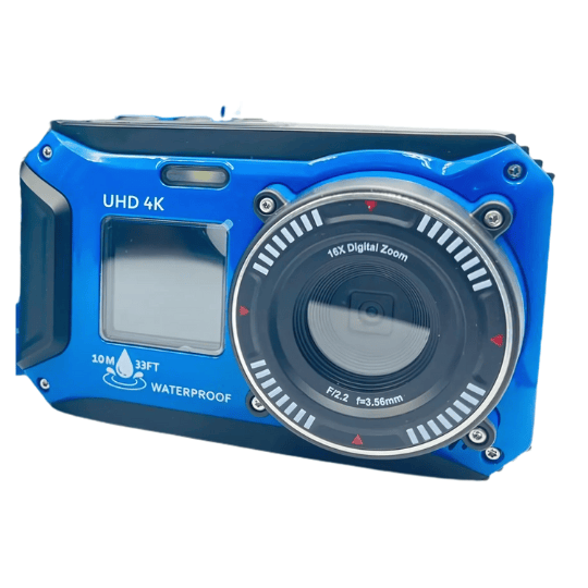 Promage 4K Ultra HD 10M Waterproof Camera: 56MP, Auto Focus, 16x Zoom and Dual Screen
