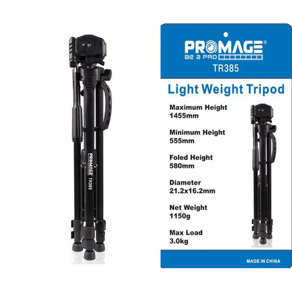 PROMAGE Camera/Smartphone Tripod (TR385) with Travel Bag