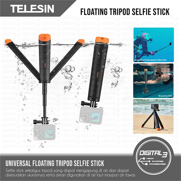 TELESIN Floating Tripod Selfie Stick