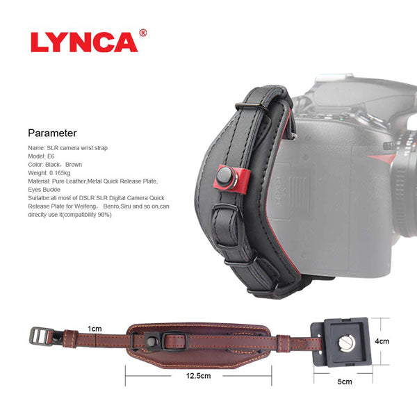 Lynca E2S Black Leather Camera Hand Wrist Strap