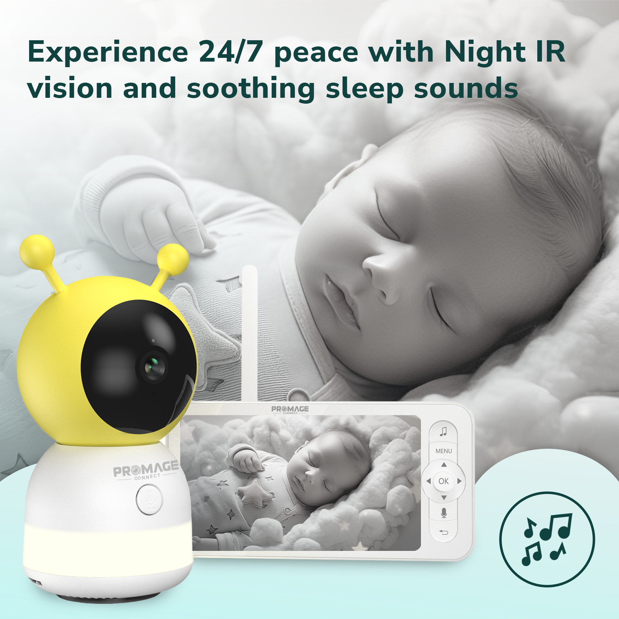 Promage Connect Smart WIFI 5” Baby Monitor With PTZ Camera