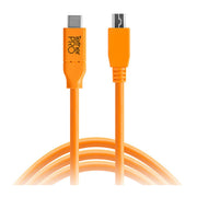 Tetherpro Usb Type-C Male To 5-Pin Mini-Usb 2.0 Type-B Male Cable (15', Orange)