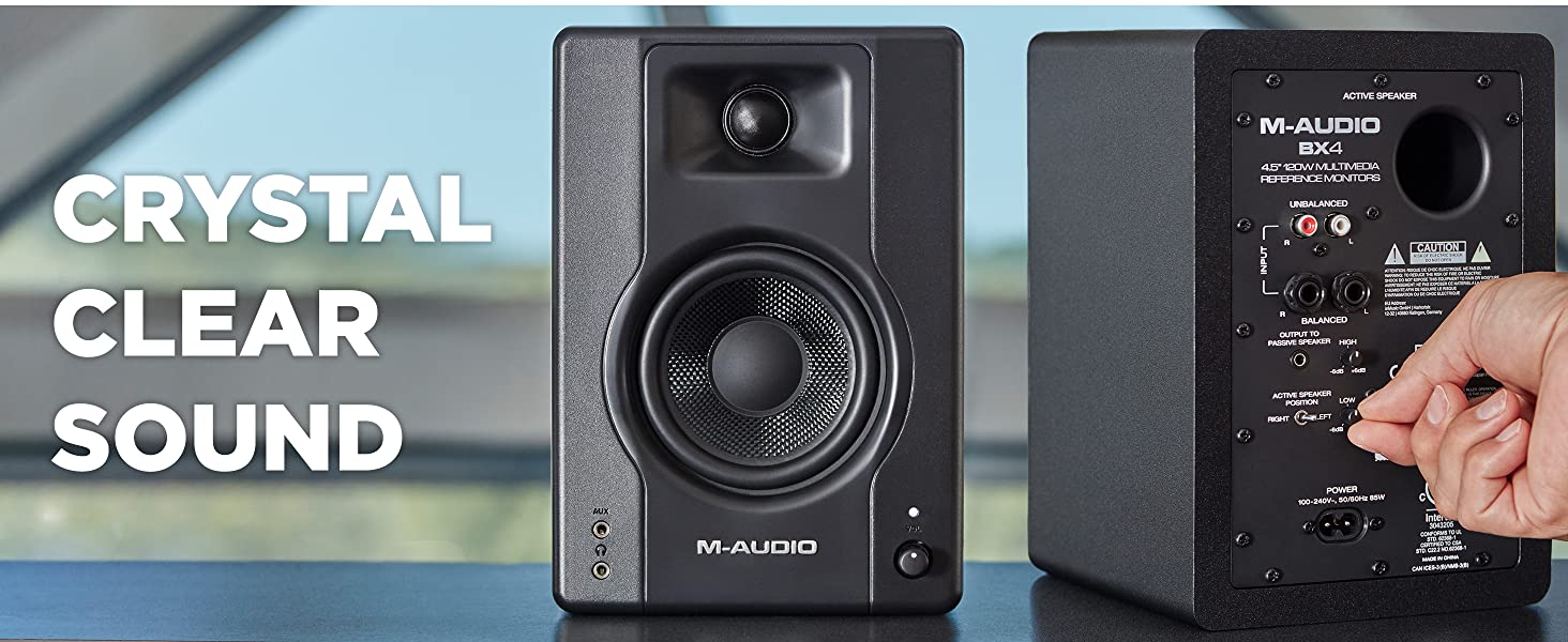 M-Audio BX4 - 120-Watt Powered Desktop Computer Speakers / Studio Monitors for Gaming, Music Production, Live Streaming and Podcasting (Pair)