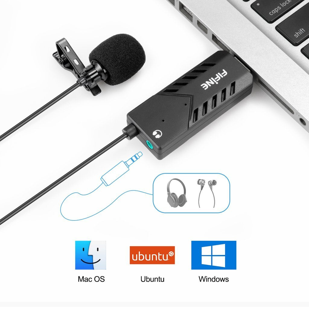 Fifine K053 Computer Usb Lapel Microphone For Skype Calls, Conferencing, Dictating, And Voice-over