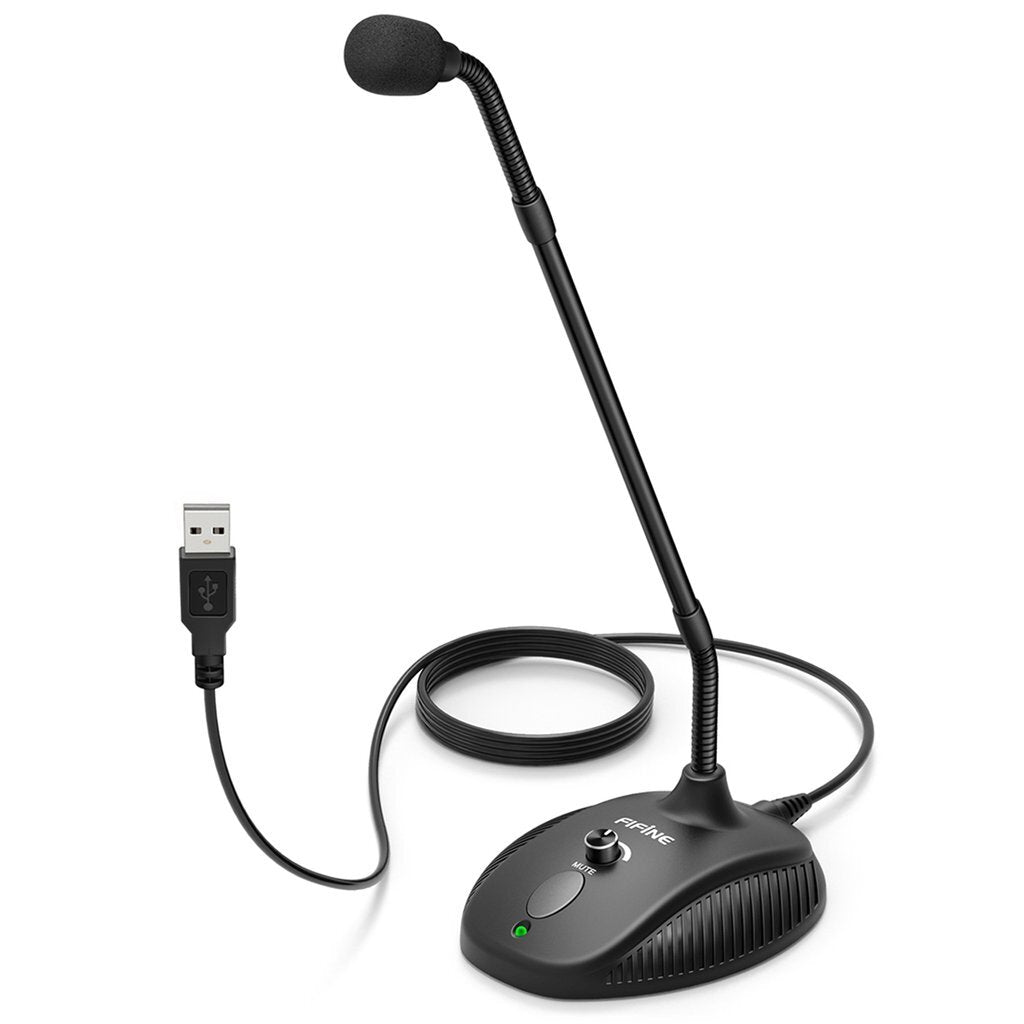 Fifine K052 USB PC Computer Microphone (Mute Button/Volume Dial/Led Indicator) For Conferencing
