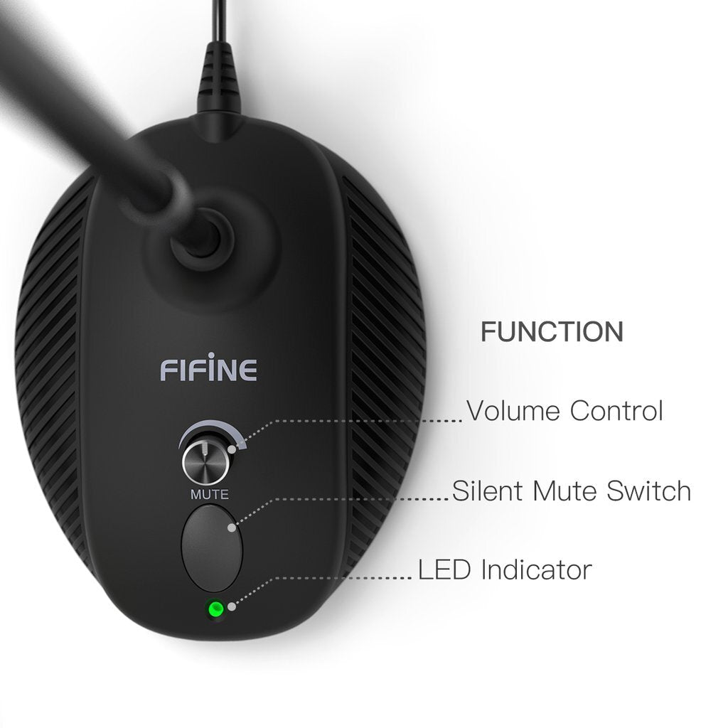 Fifine K052 USB PC Computer Microphone (Mute Button/Volume Dial/Led Indicator) For Conferencing