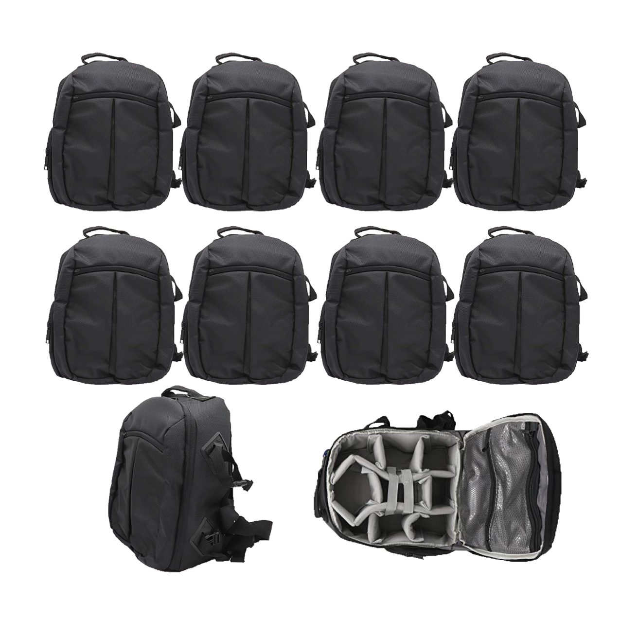 Solibag Slr Camera Travel Backpack Waterproof Carry Bag For Canon, Nikon, Sony, Pentax Black Shoulder Case -7001 Pack Of 10Pcs