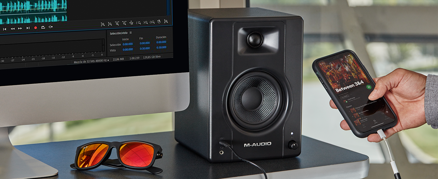 M-Audio BX4 - 120-Watt Powered Desktop Computer Speakers / Studio Monitors for Gaming, Music Production, Live Streaming and Podcasting (Pair)