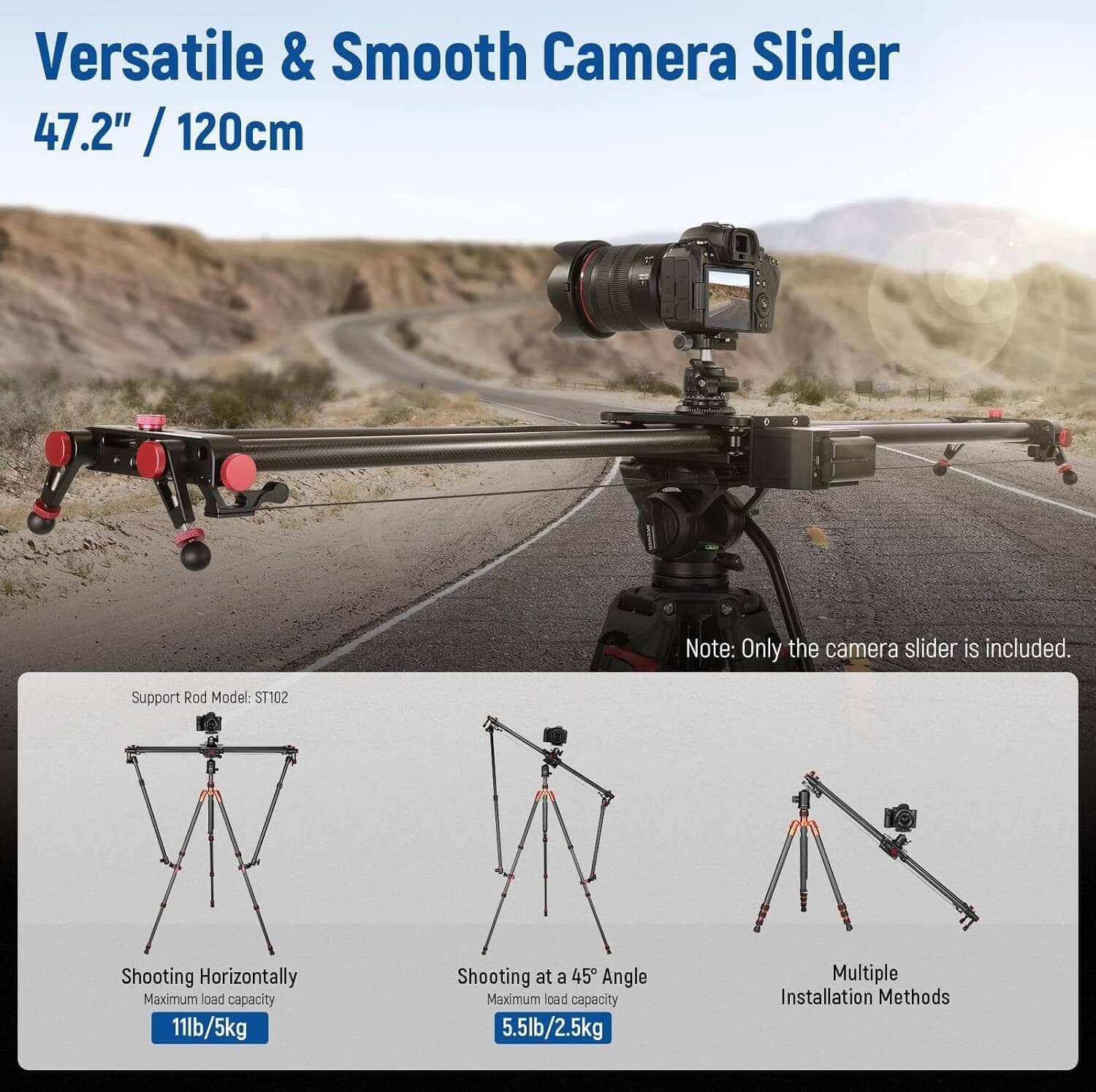 NEEWER ER1 120CM Carbon Fiber Motorized Camera Slider with App Control and Remote