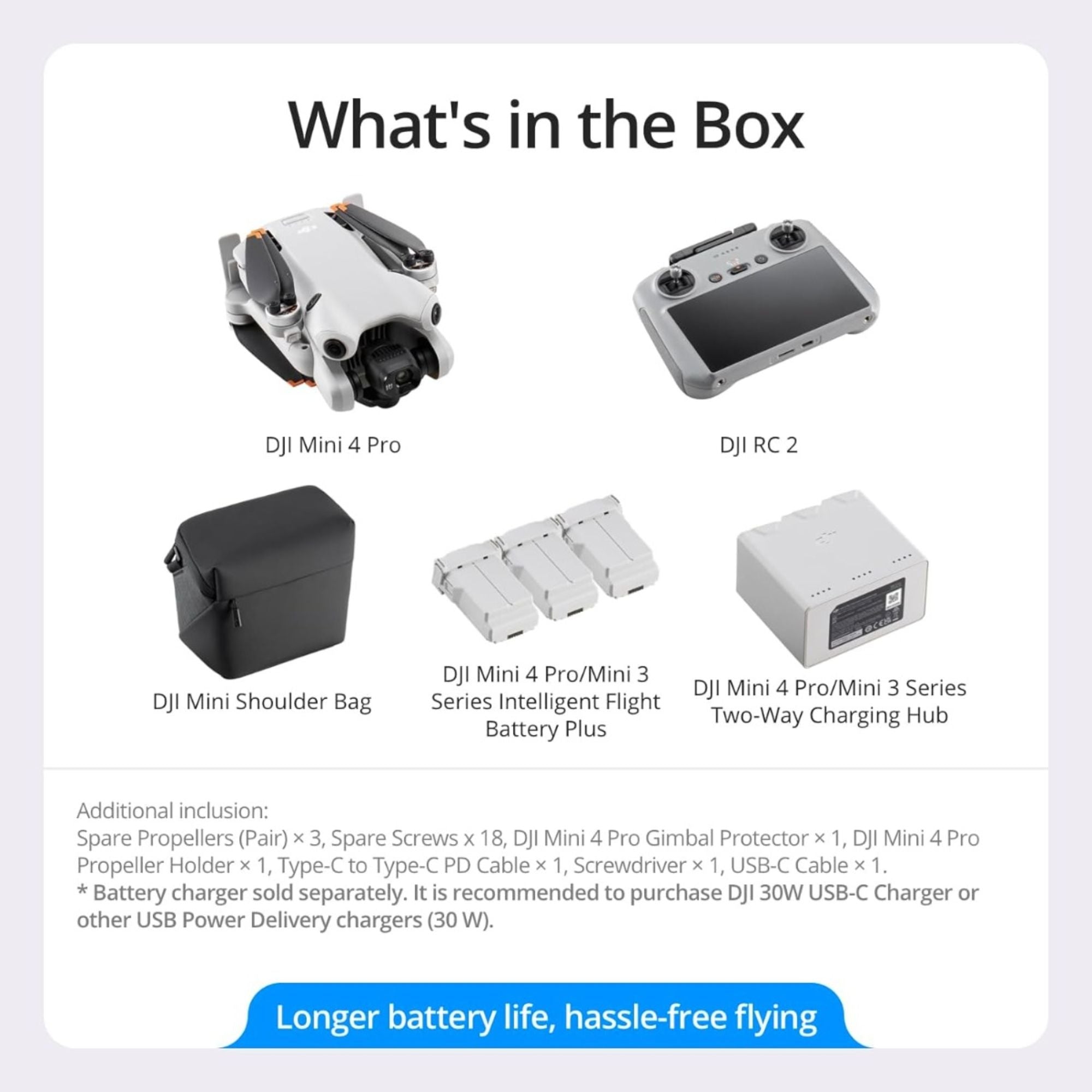 DJI Mini 4 Pro Fly More Combo Plus Drone (DJI RC 2) - 1-Year Manufacturer’s Warranty