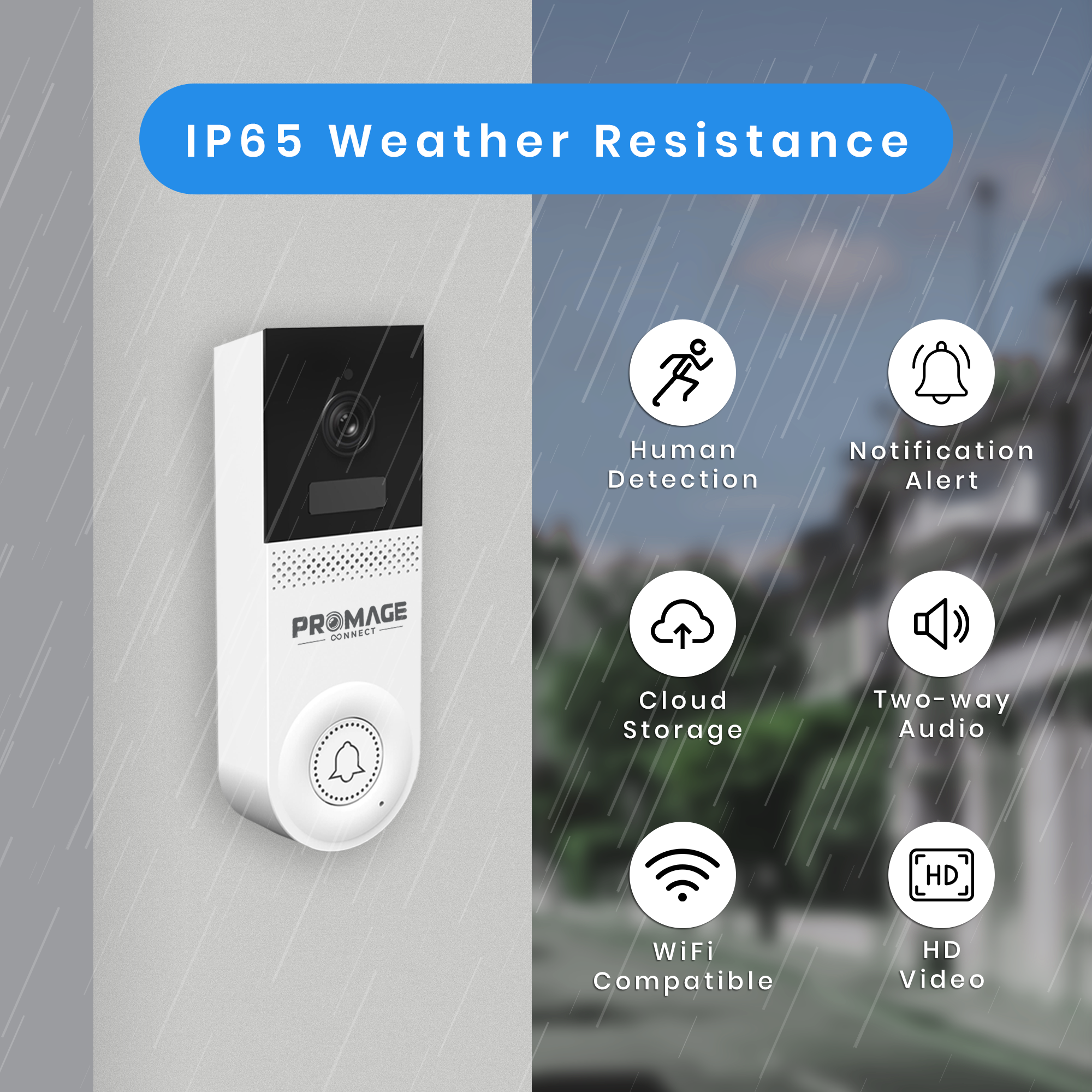 Promage Connect Smart WIFI DOORBELL WITH CHIME PC-D221-W