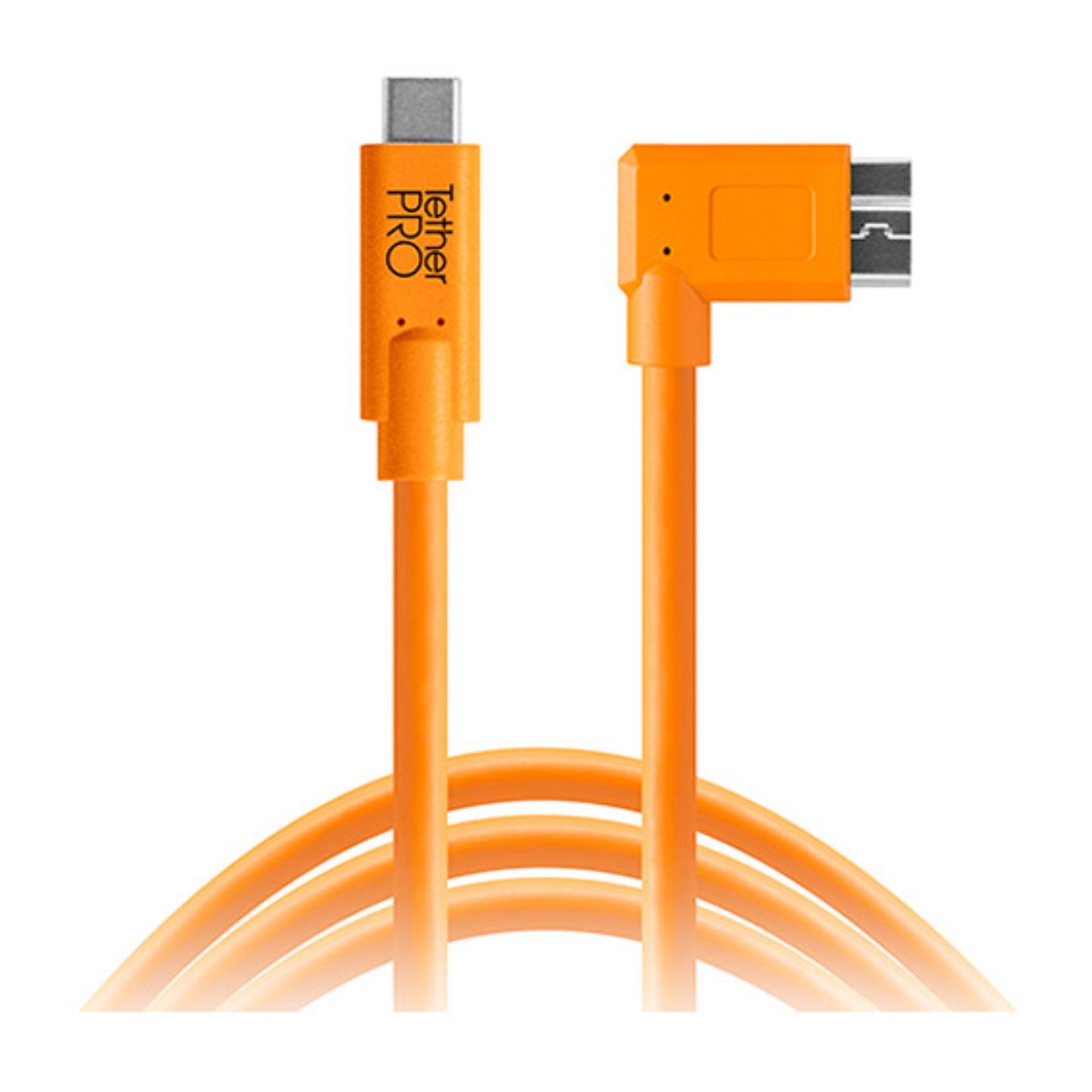 Tetherpro Usb Type-C Male To Micro-Usb 3.0 Type B Male Cable (15', Orange, Right-Angle)