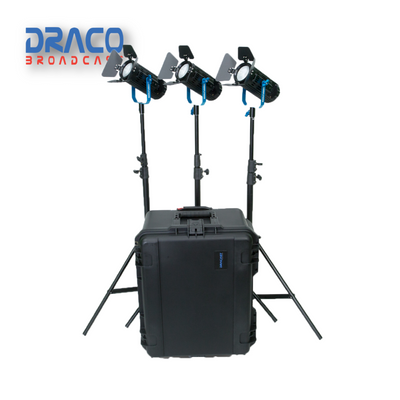Dracast Boltray Plus 600 Bi-Color 3 Light Kit with Dual NP-F Battery Plates and Injection Molded Travel Case