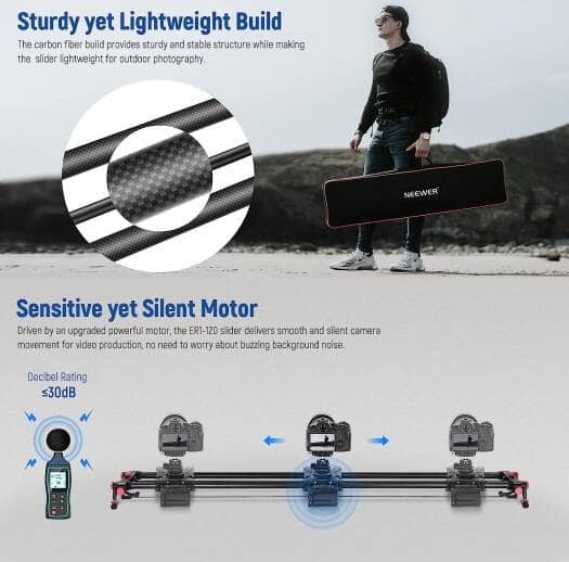 NEEWER ER1 120CM Carbon Fiber Motorized Camera Slider with App Control and Remote