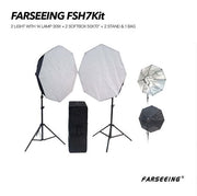 FARSEEING FSH7KIT- 2 LIGHT WITH 14 LAMP 30W + 2 SOFTBOX 50X70"" + 2 STAND &amp; 1 BAG