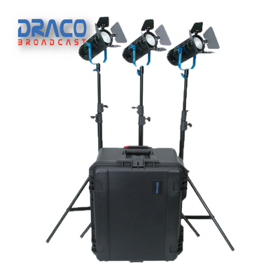 Dracast Boltray Plus 400 Daylight 3 Light Kit with Dual NP-F Battery Plates and Injection Molded Travel Case