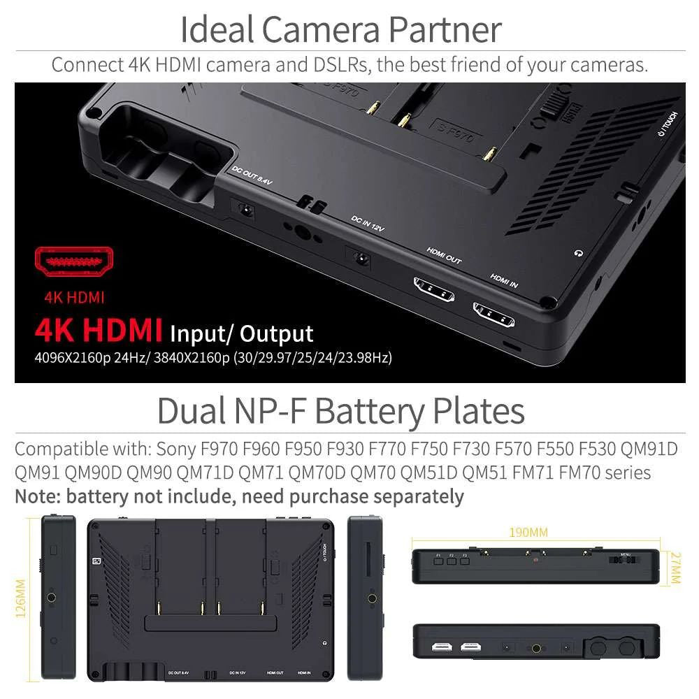 FeelWorld 7" 2200 cd/m Full HD HDMI On-Camera Monitor