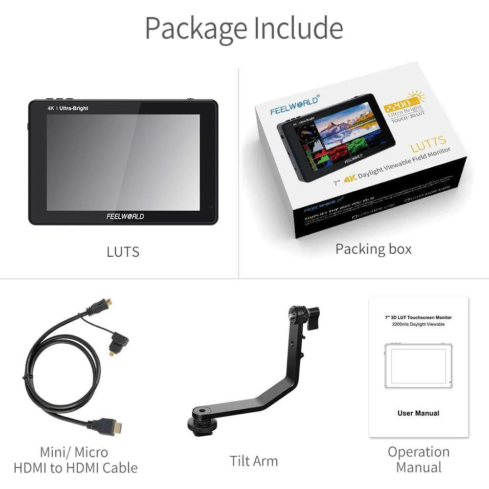 FeelWorld 7" 2200 cd/m Full HD HDMI On-Camera Monitor