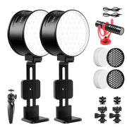 GVM 7SM Double-Sided Mini On-Camera Bicolor &amp; RGB LED Video Light 2 Light Kit