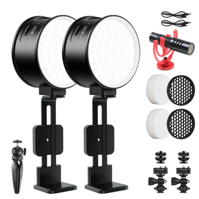GVM 7SM Double-Sided Mini On-Camera Bicolor &amp; RGB LED Video Light 2 Light Kit