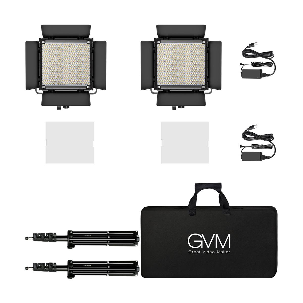 GVM 850D 40W Bi-Color RGB Studio Soft LED Panel 2-Light Kit