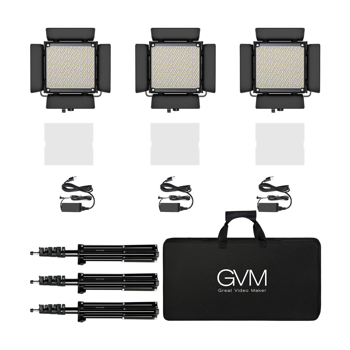 GVM 850D 40W Bi-Color RGB Studio Soft LED Panel 3-Light Kit