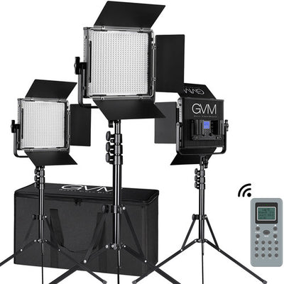 GVM 672S-B Bi-Color LED Video 3-Light Kit (Black)