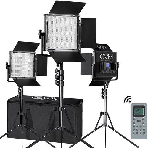 GVM 672S-B Bi-Color LED Video 3-Light Kit (Black)