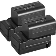 GVM NP-F750 4400mAh Batteries with Travel Chargers (Set of 2)