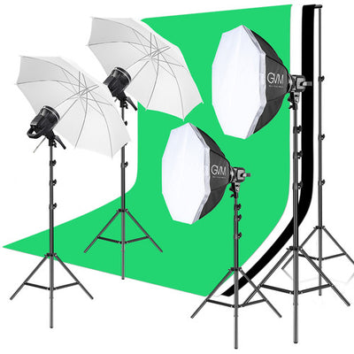 GVM P80S LED 4-Light Kit with Umbrellas, Softboxes and Backdrops