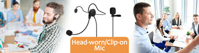 Fifine K031B Wireless USB Computer Lapel Microphone With Headsest For Fitness Class, Conferencing
