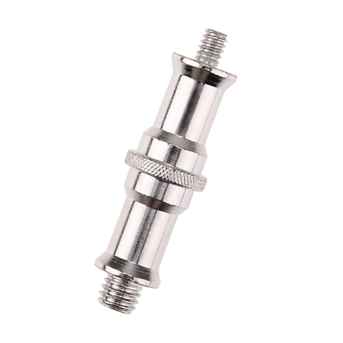 Promage Screw Adapter Spigot 1/4 to 3/8 in Metal Male Convertor Threaded Camera Tripod Thread Adapter Screw for Studio Light Stand Tripod Shoulder Rig Lighting Equipment - Silver