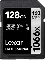 Lexar Professional 1066X SDXC UHS-I Cards (64 GB-1 TB) - 128 GB