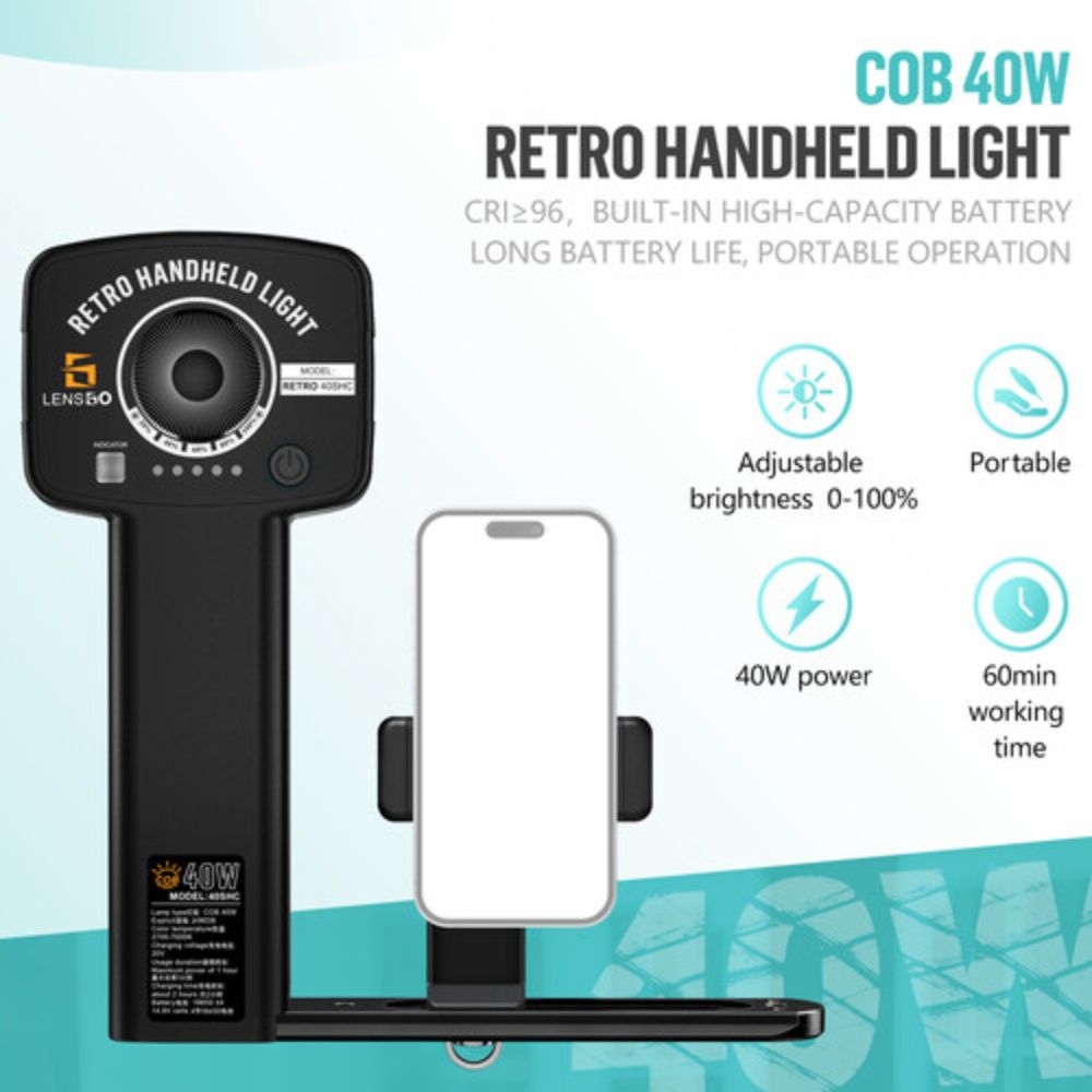 LENSGO 40SHC PRO Retro Handheld Bi-Color LED Light