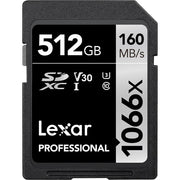 Lexar Professional 1066X SDXC UHS-I Cards (64 GB-1 TB) - 512 GB