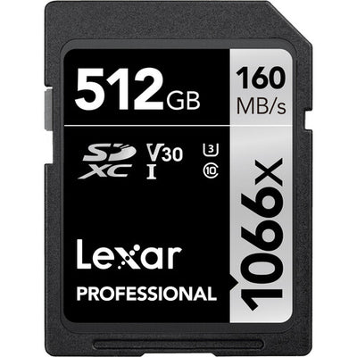 Lexar Professional 1066X SDXC UHS-I Cards (64 GB-1 TB) - 512 GB