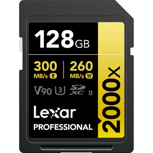 128GB Lexar® Professional 2000x SDHC™ UHS-II cards