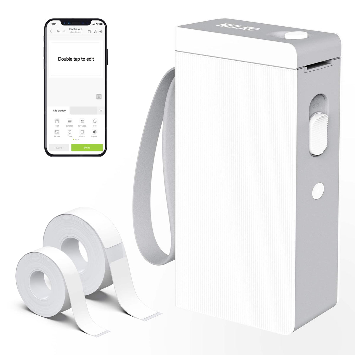 Nelko P22 Portable Bluetooth Label Printer (White)