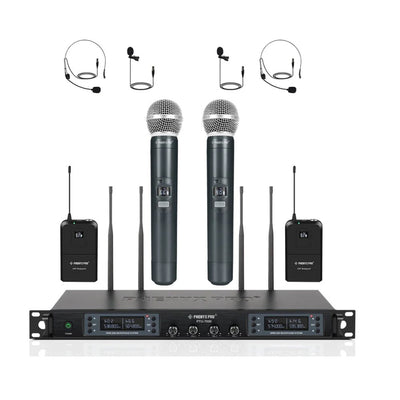 Phenyx Pro PTU-7000-2H2B Quad UHF Wireless Microphone