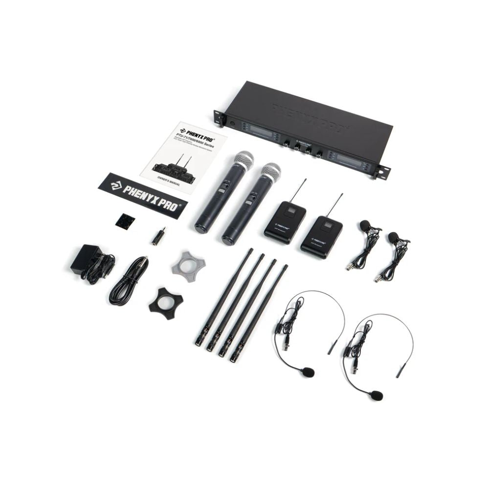 Phenyx Pro PTU-7000-2H2B Quad UHF Wireless Microphone