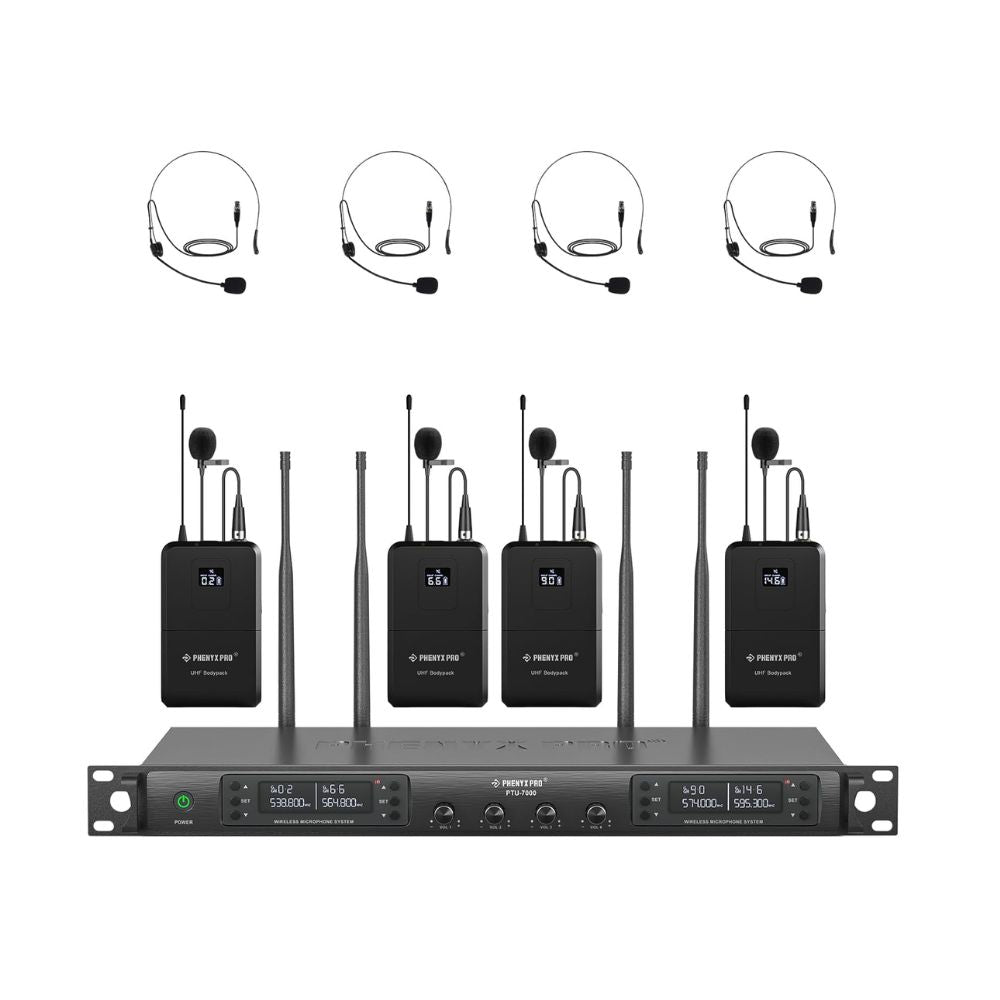 Phenyx Pro PTU-7000-4B Quad UHF Wireless Microphone