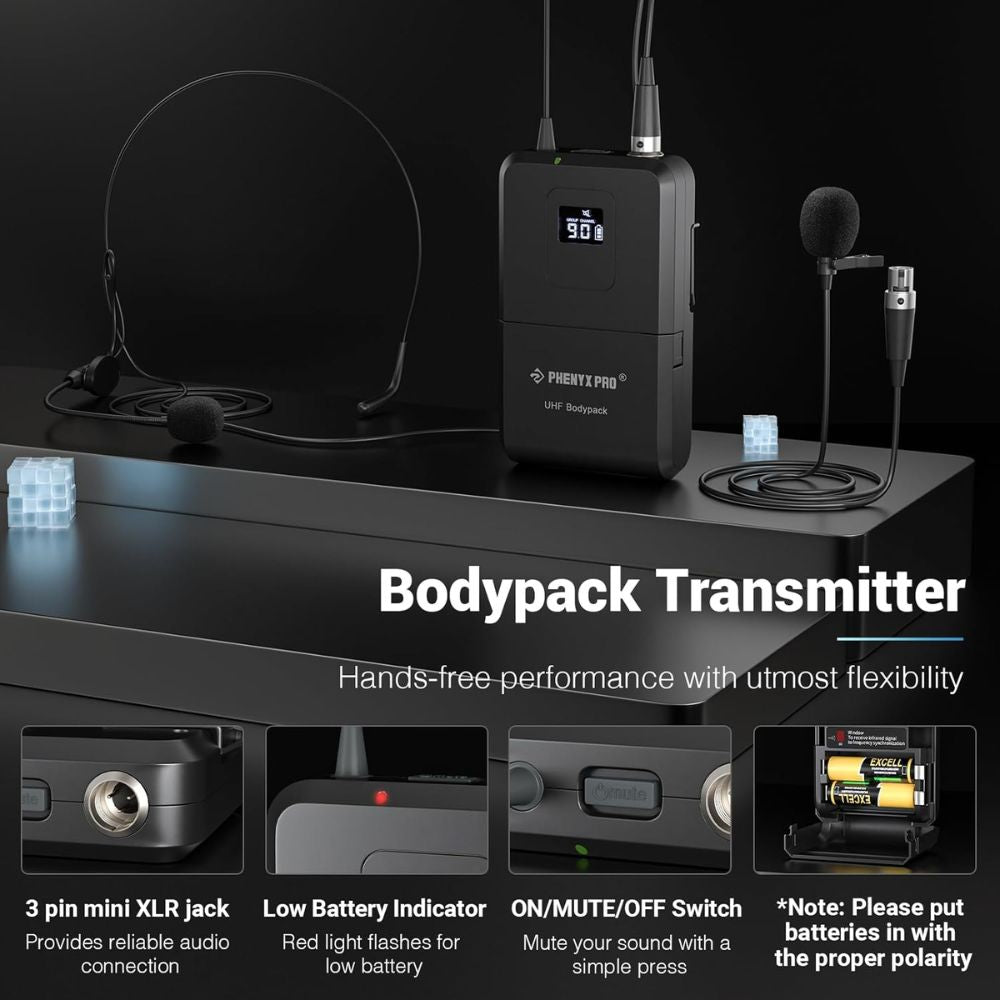 Phenyx Pro PTU-7000-4B Quad UHF Wireless Microphone