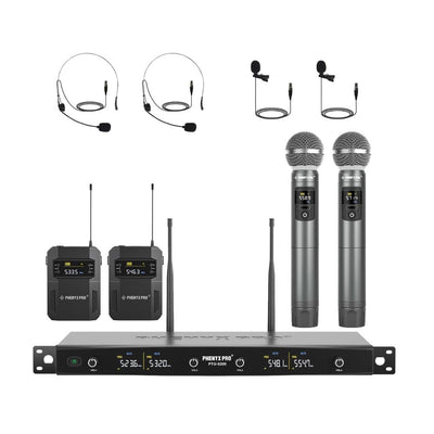 Phenyx Pro PTU-5200-2H2B Quad Wireless Microphone