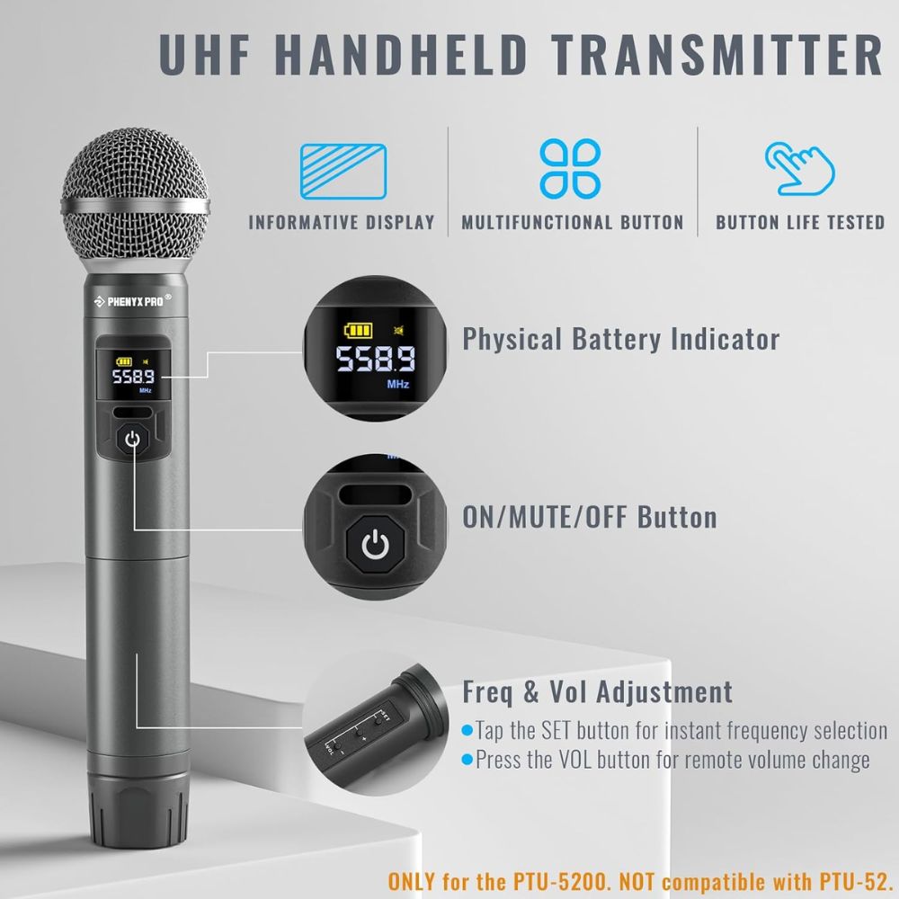 Phenyx Pro PTU-5200-2H2B Quad Wireless Microphone