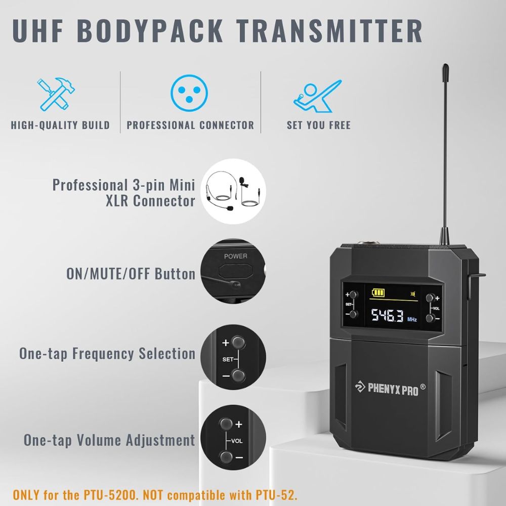 Phenyx Pro PTU-5200-2H2B Quad Wireless Microphone