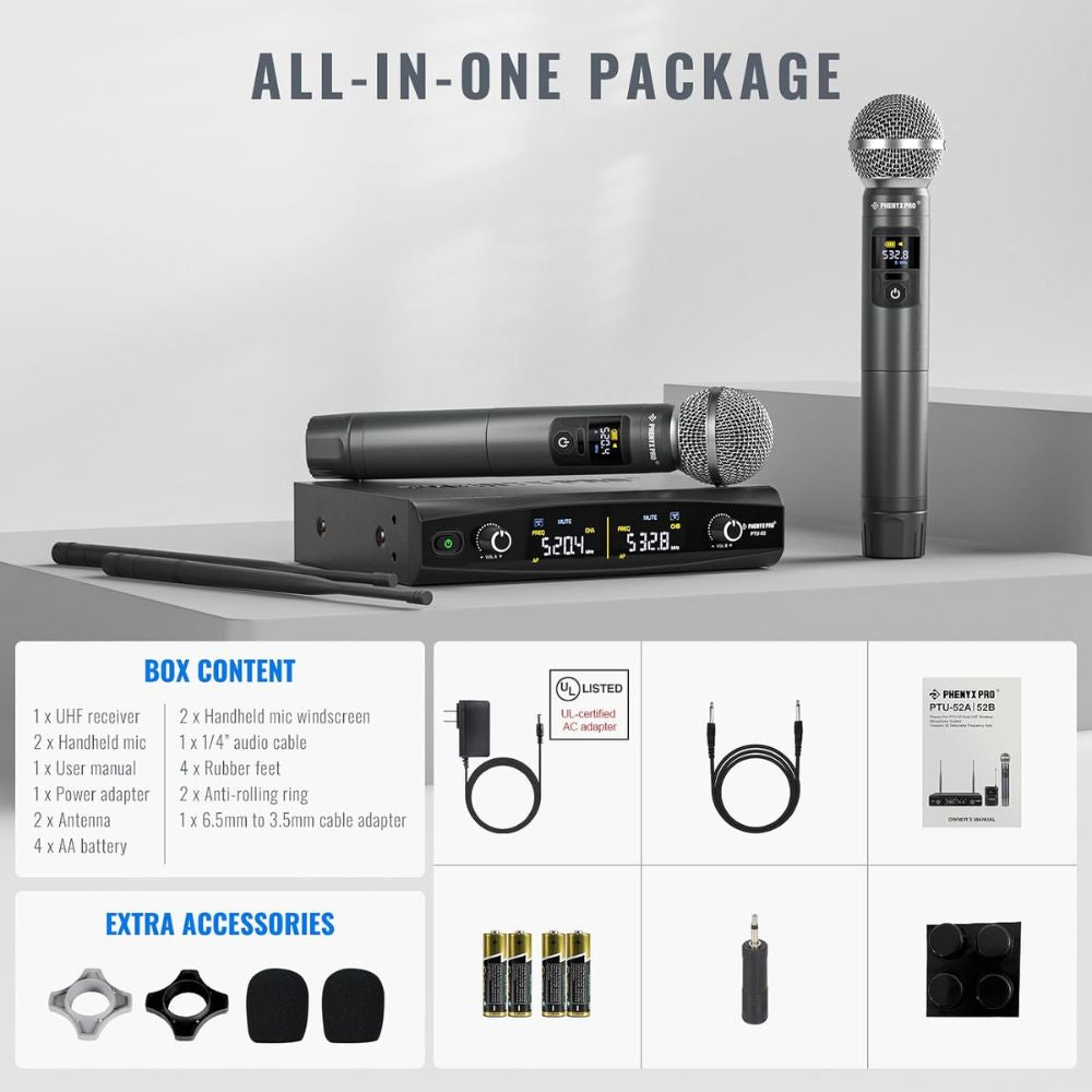 Phenyx Pro PTU-52-IH Dual Wireless Microphone